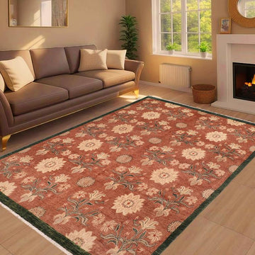 handmade Transitional Kafkaz Chobi Ziegler Brown Green Hand Knotted RECTANGLE 100% WOOL area rug 8 x 9